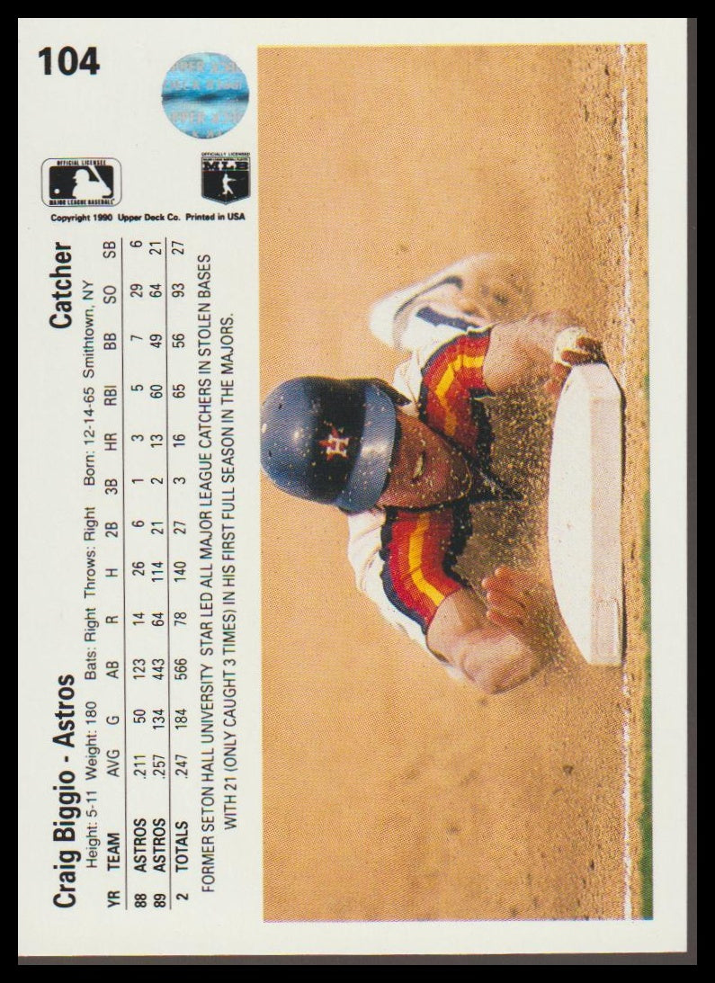 1990 Upper Deck #104b Craig Biggio