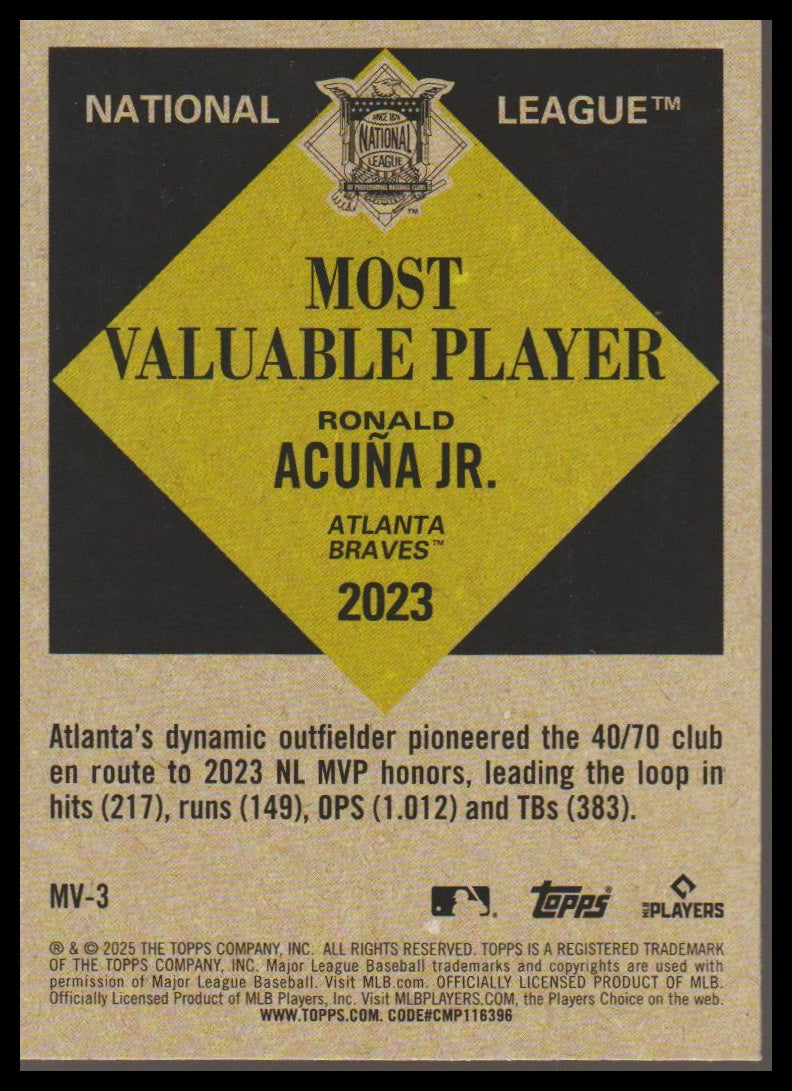 2025 Topps Update #MV-3 Ronald Acuña Jr. Most Valuable