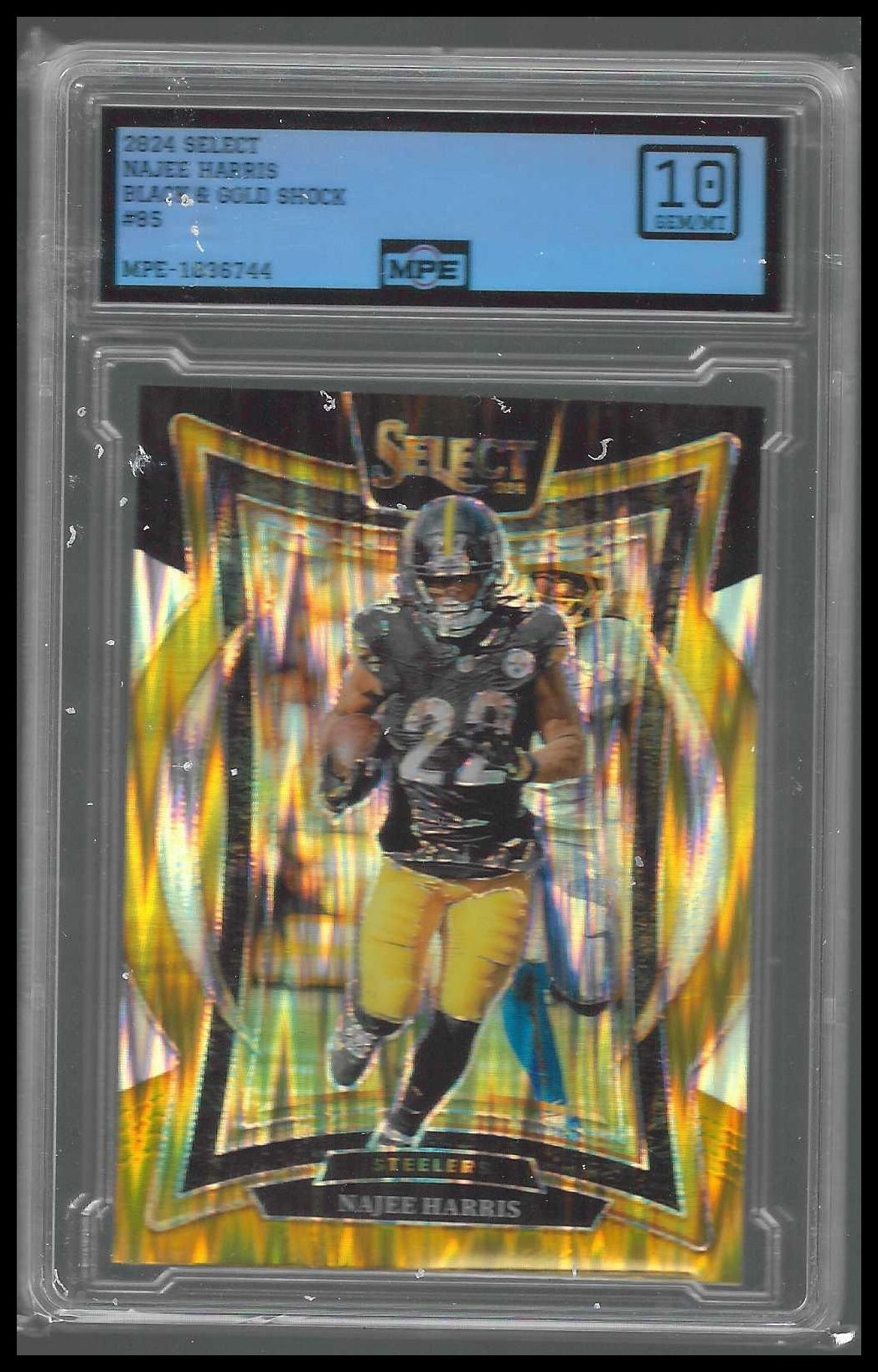 2024 Panini Select Black & Gold Prizm Shock #85 Najee Harris MPE GM/MT 10