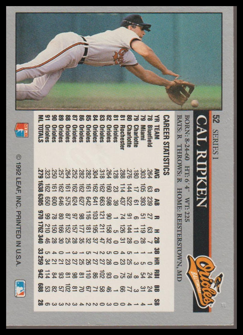 1992 Leaf #52 Cal Ripken
