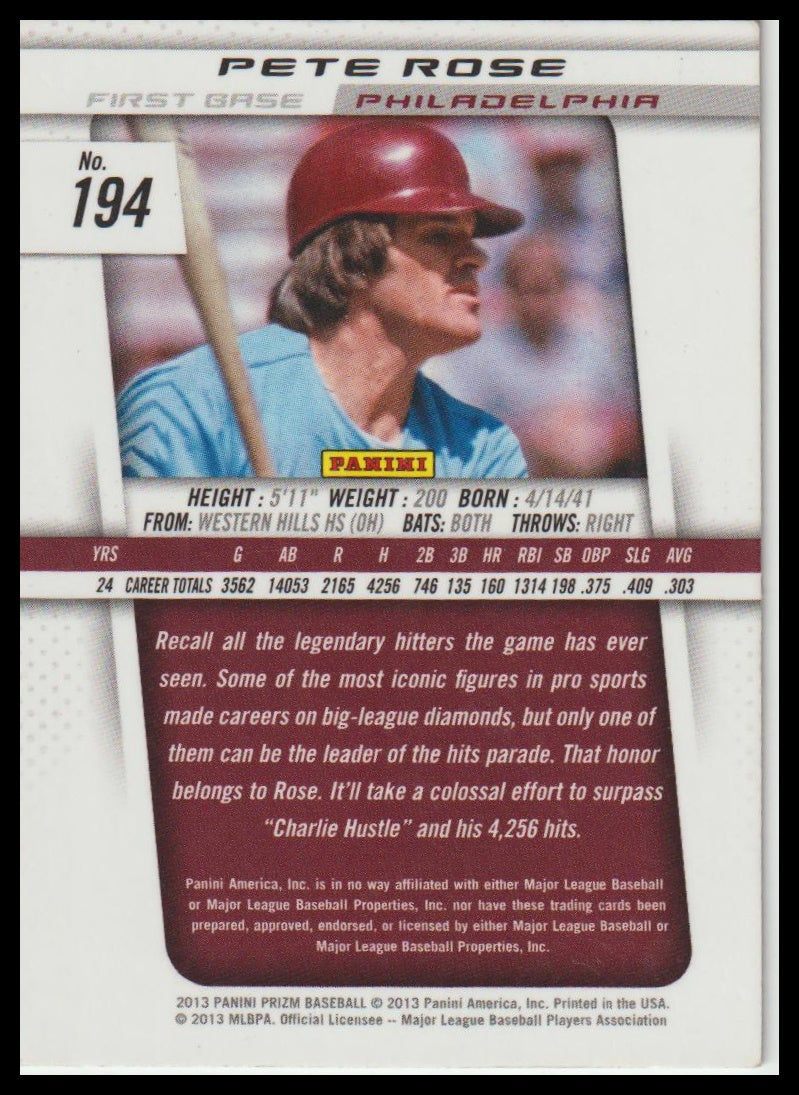 2013 Panini Prizm #194 Pete Rose