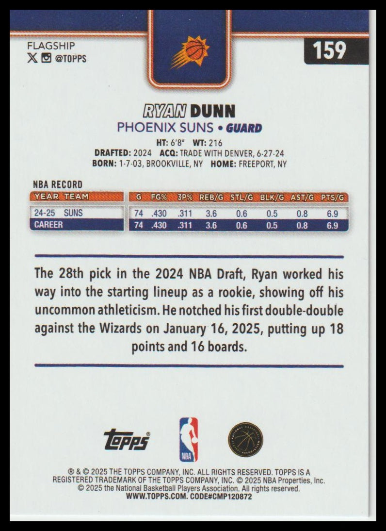 2025-26 Topps #159 Ryan Dunn Diamante
