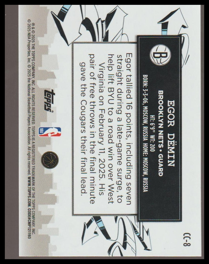 2025-26 Topps #CC-8 Egor Dëmin Clutch City Prospects Holo Foil