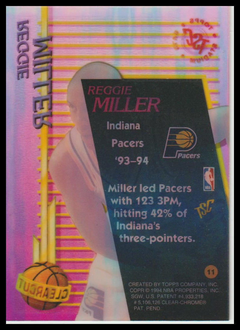 1994-95 Stadium Club #11 Reggie Miller Clear Cut