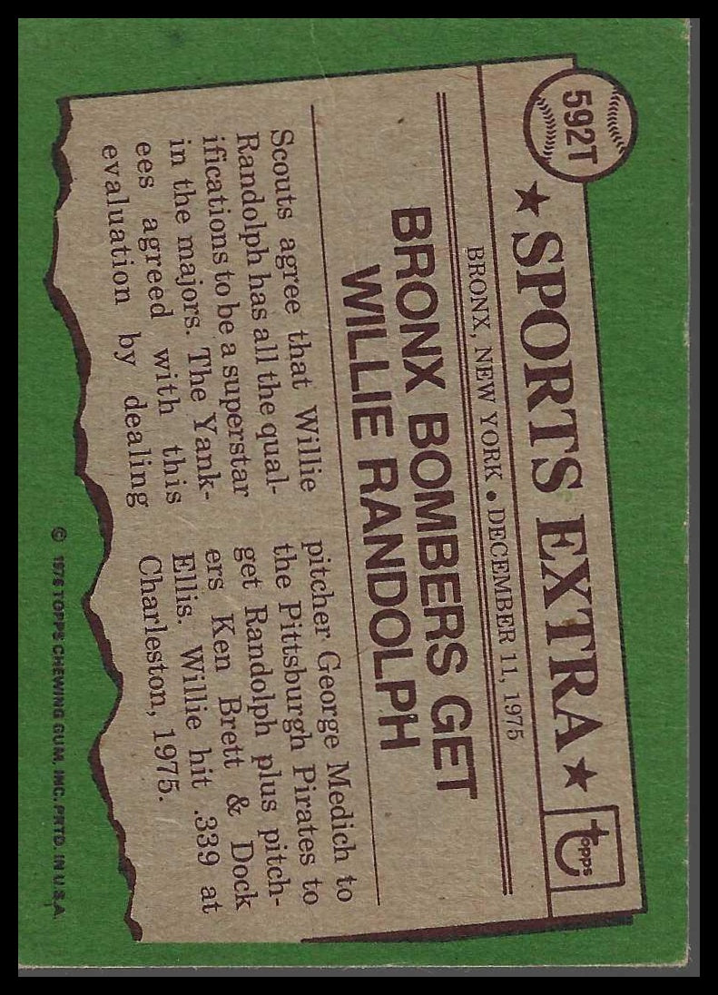 1976 Topps #592T Willie Randolph Traded