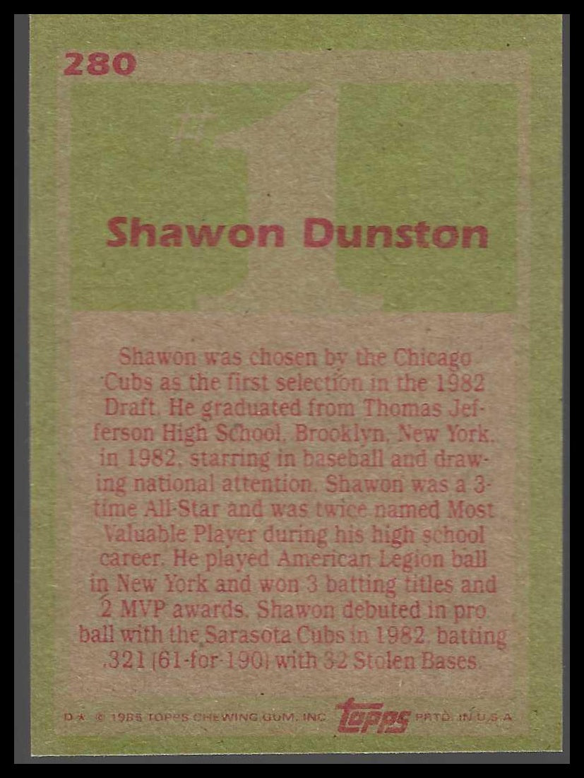 1985 Topps #280 Shawon Dunston