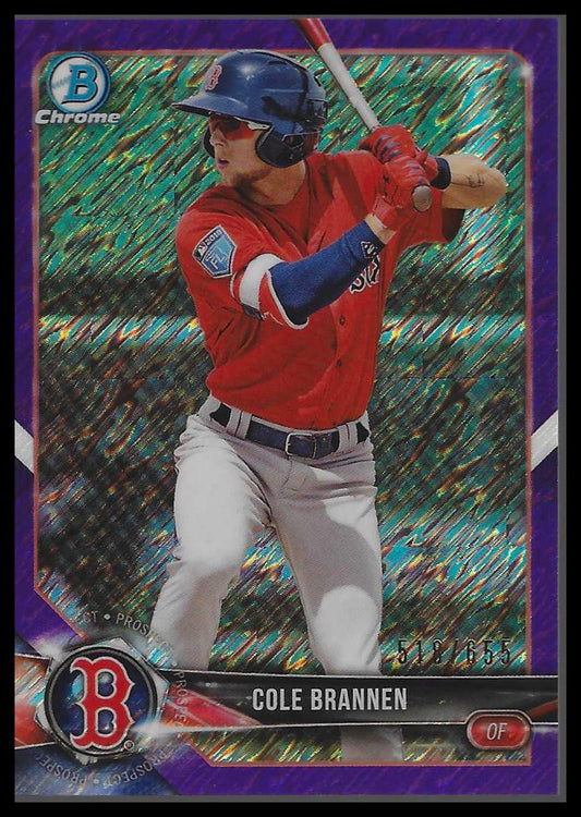 2018 Bowman Chrome #BCP154 Cole Brannen Purple Shimmer Refractor #/655