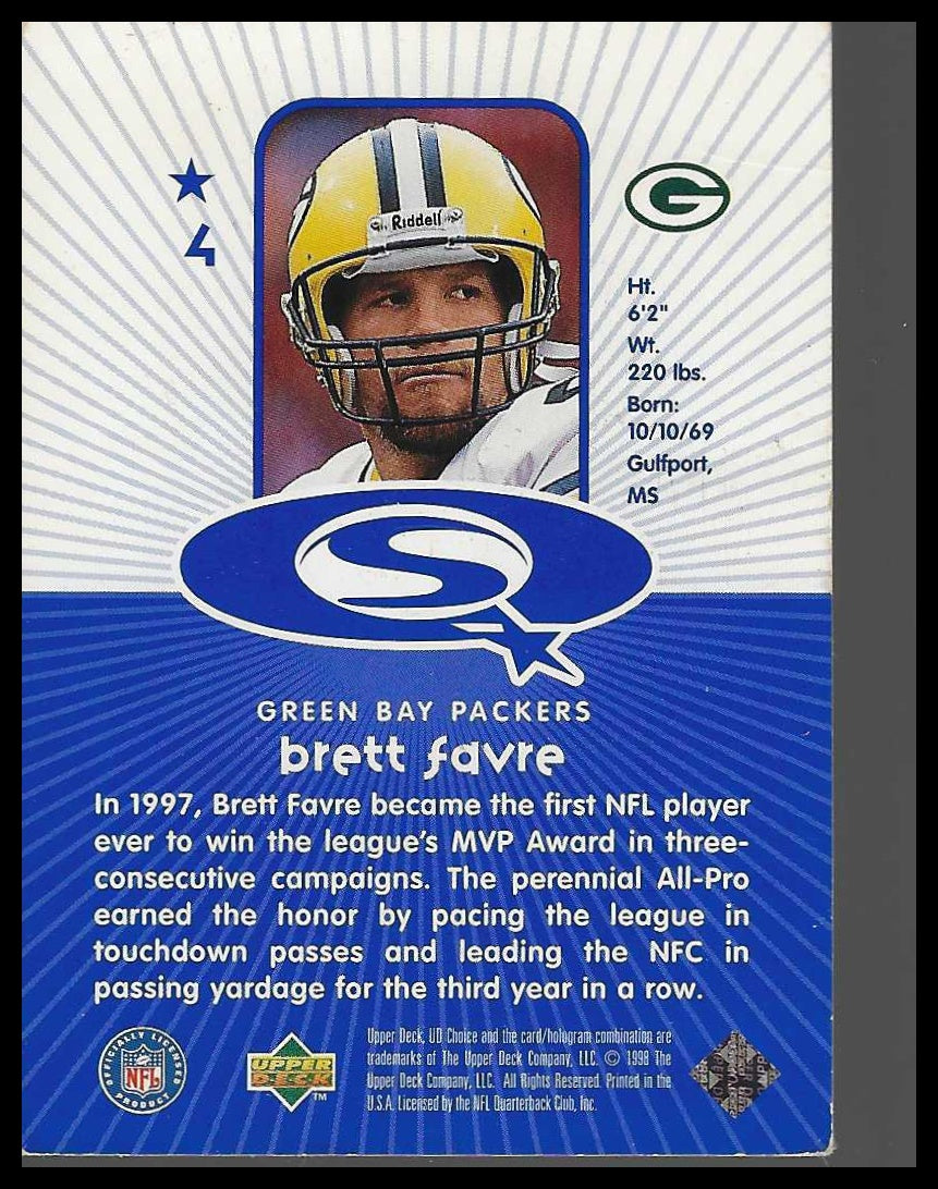 1998 UD Choice #4 Brett Favre StarQuest Green