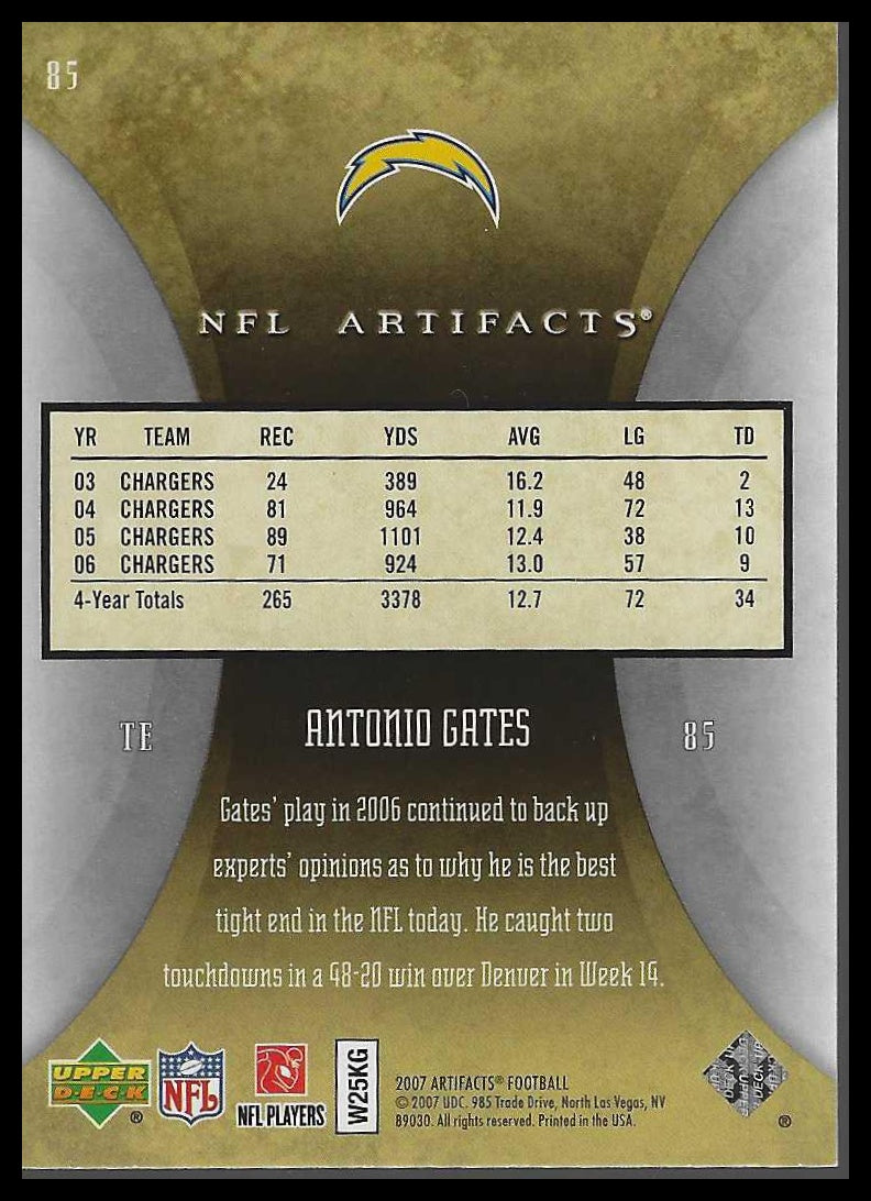 2007 Upper Deck Artifacts #85 Antonio Gates