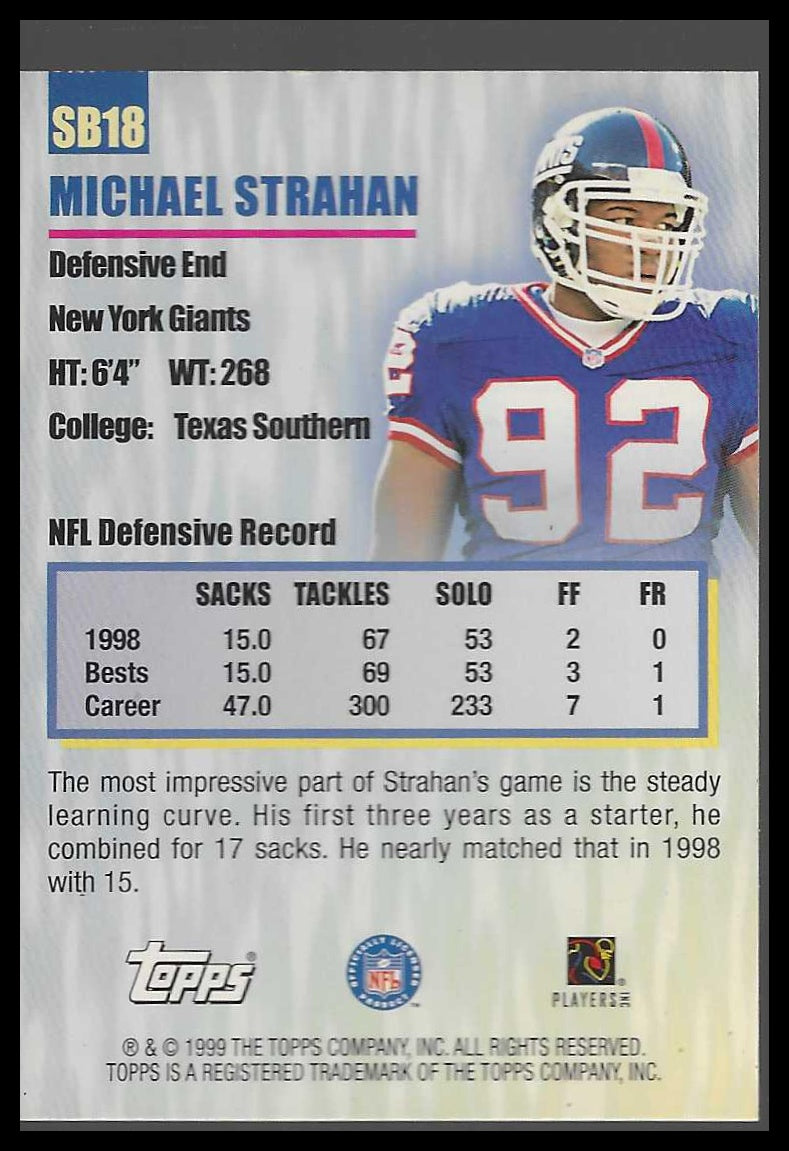 1999 Topps #SB18 Michael Strahan Season's Best