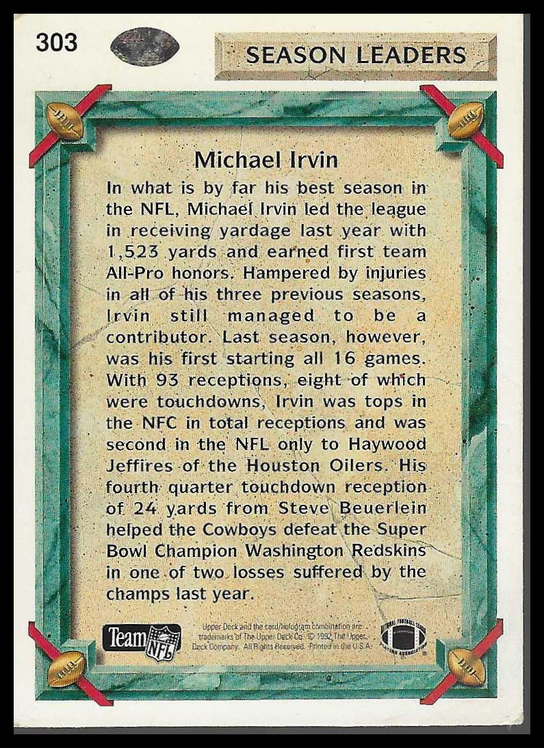 1992 Upper Deck #303 Michael Irvin