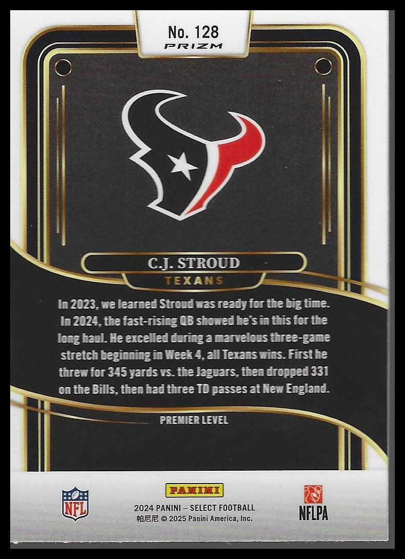 2024 Panini Select #128 C.J. Stroud Black & Red Prizm Shock
