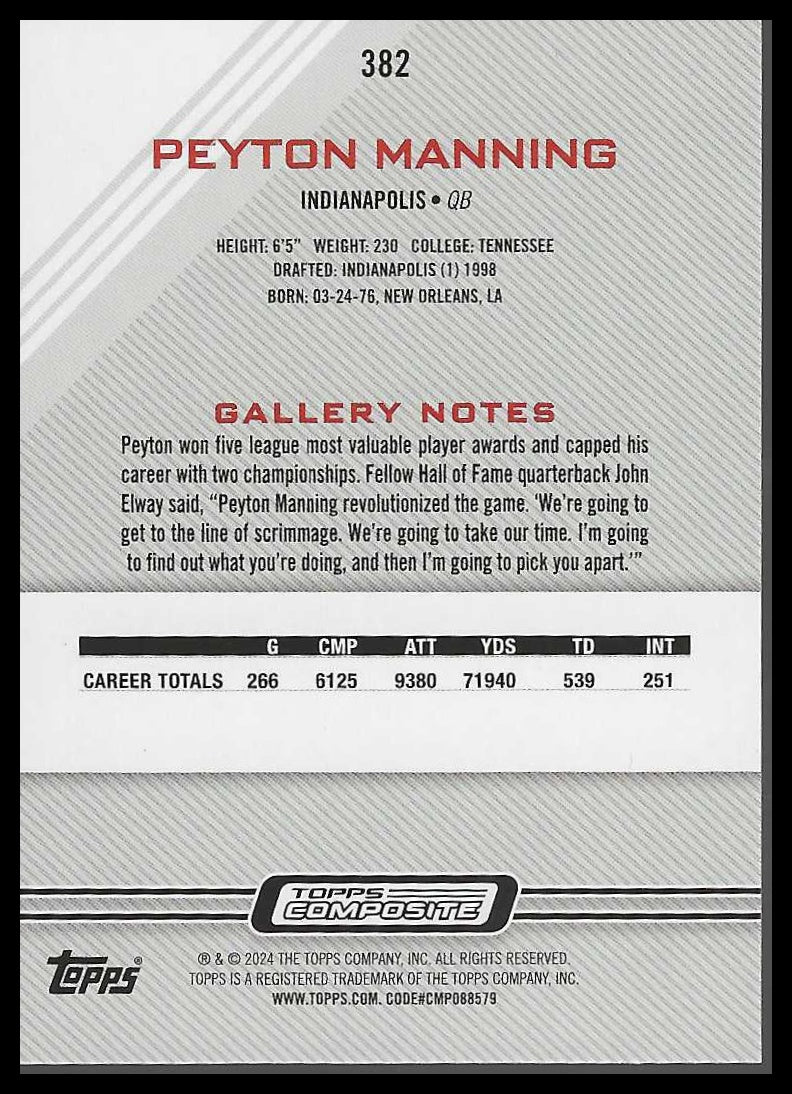 2023 Topps Composite #382 Peyton Manning Heritage/Gallery Rainbow Foilboard
