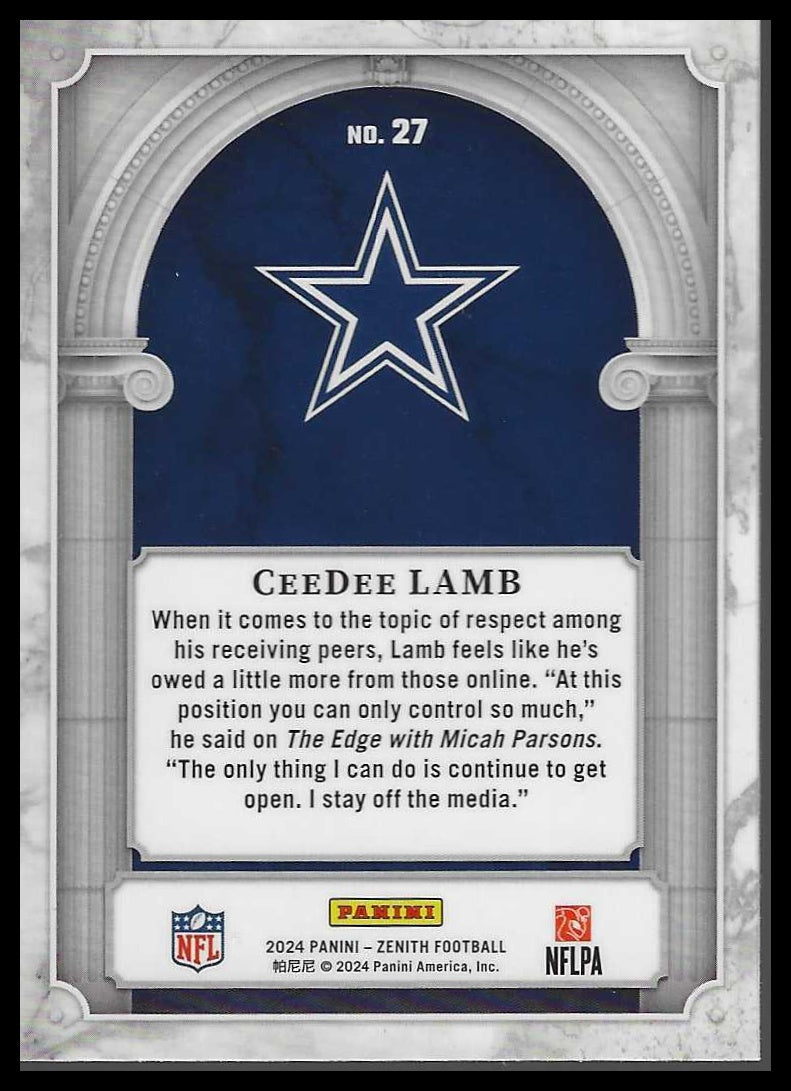 2024 Panini Zenith #27 CeeDee Lamb Z Marquee