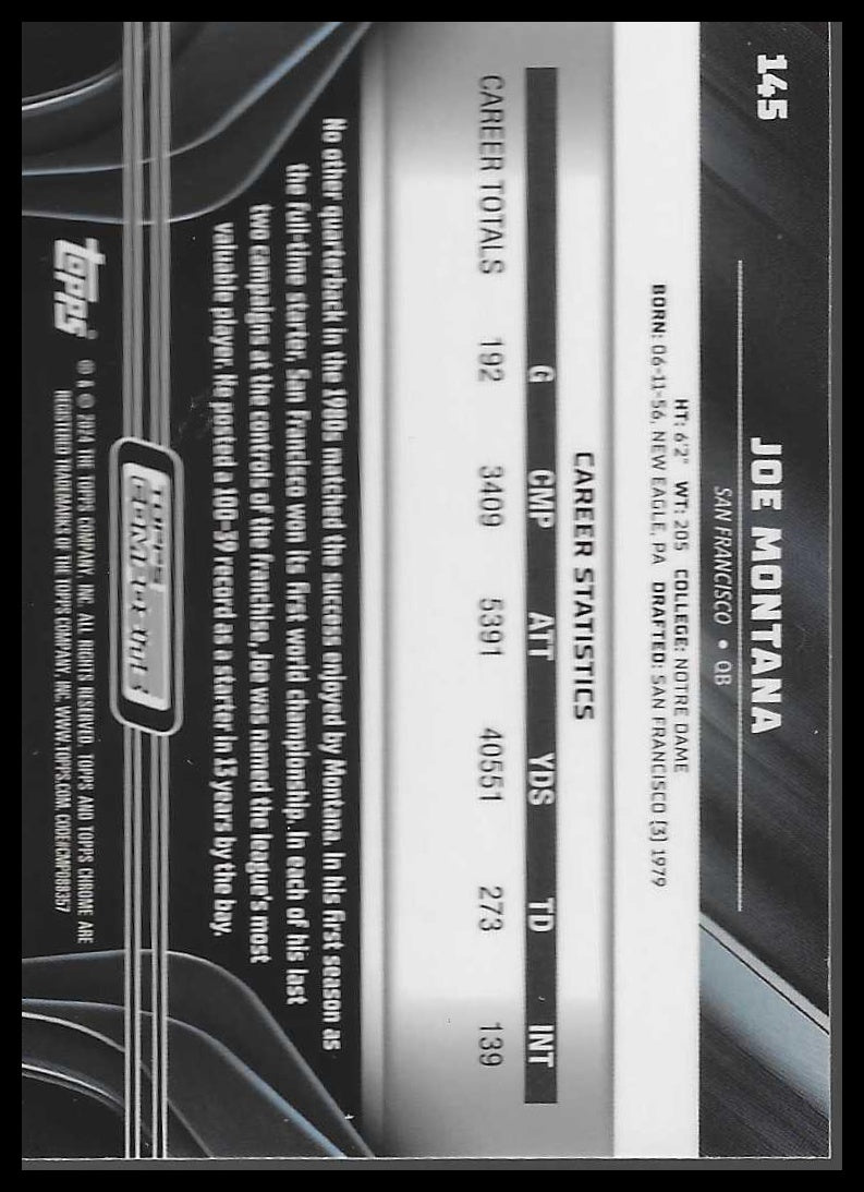 2023 Topps Composite Chrome Black #145 Joe Montana