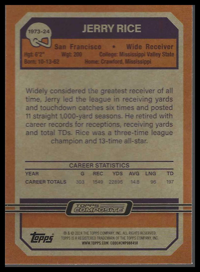 2023 Topps Composite #1973-24 Jerry Rice 1973 Topps Football
