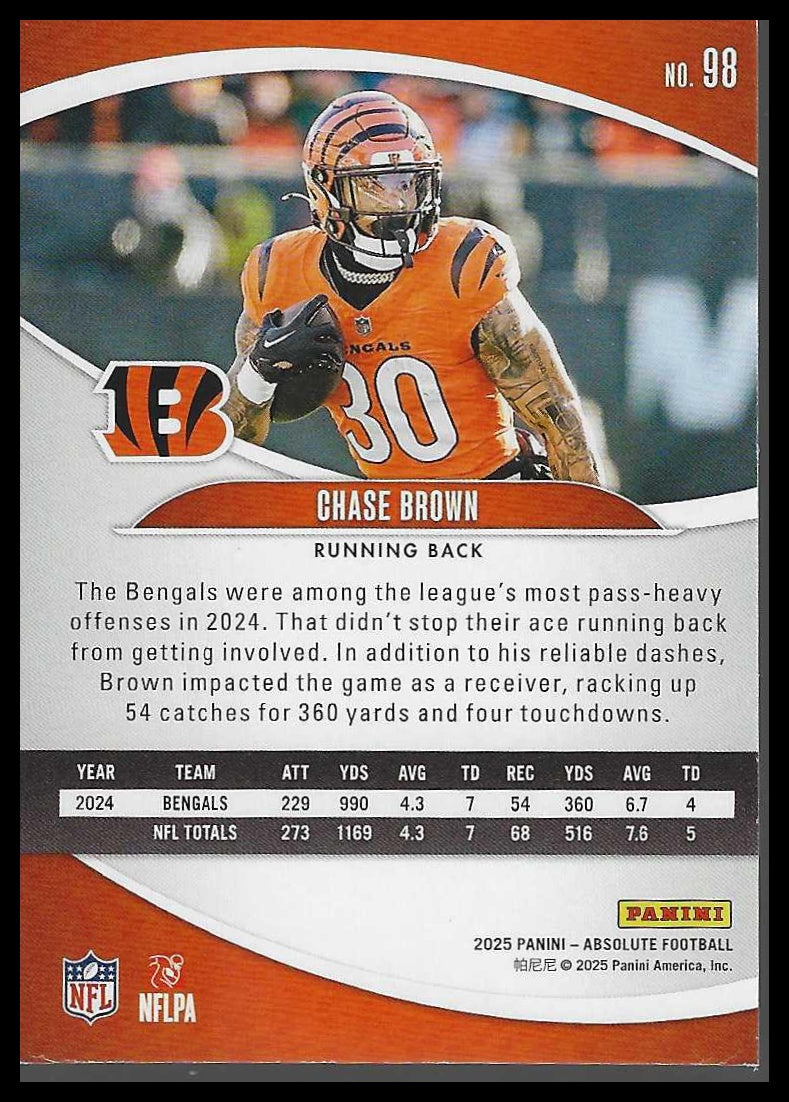 2025 Panini Absolute #98 Chase Brown Blue
