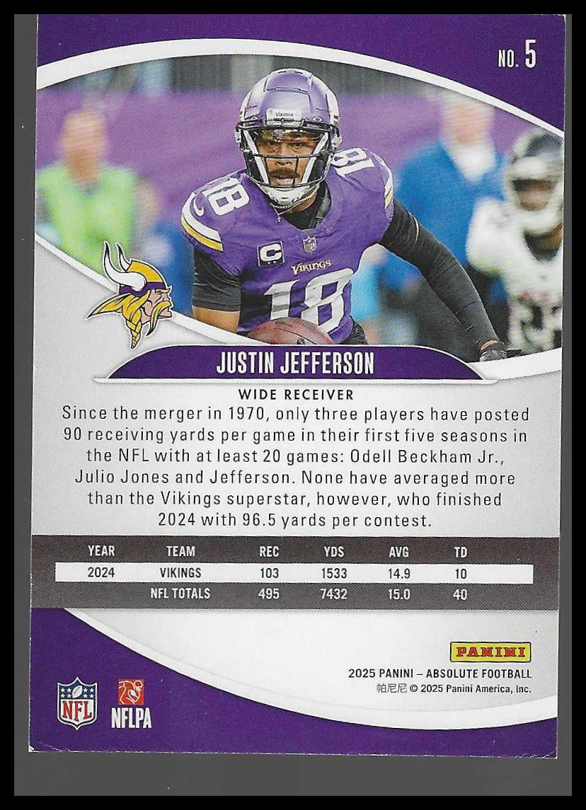 2025 Panini Absolute #5 Justin Jefferson Retail