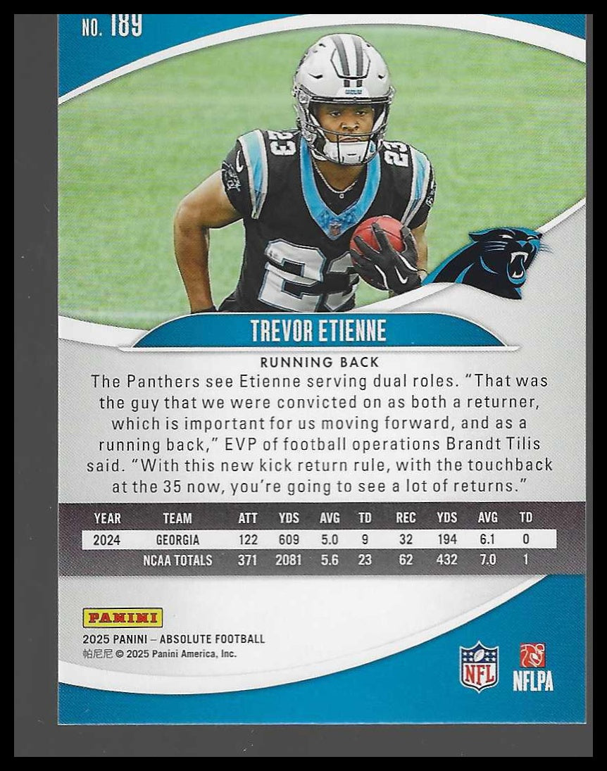 2025 Panini Absolute #189 Trevor Etienne Gold Stars #/325