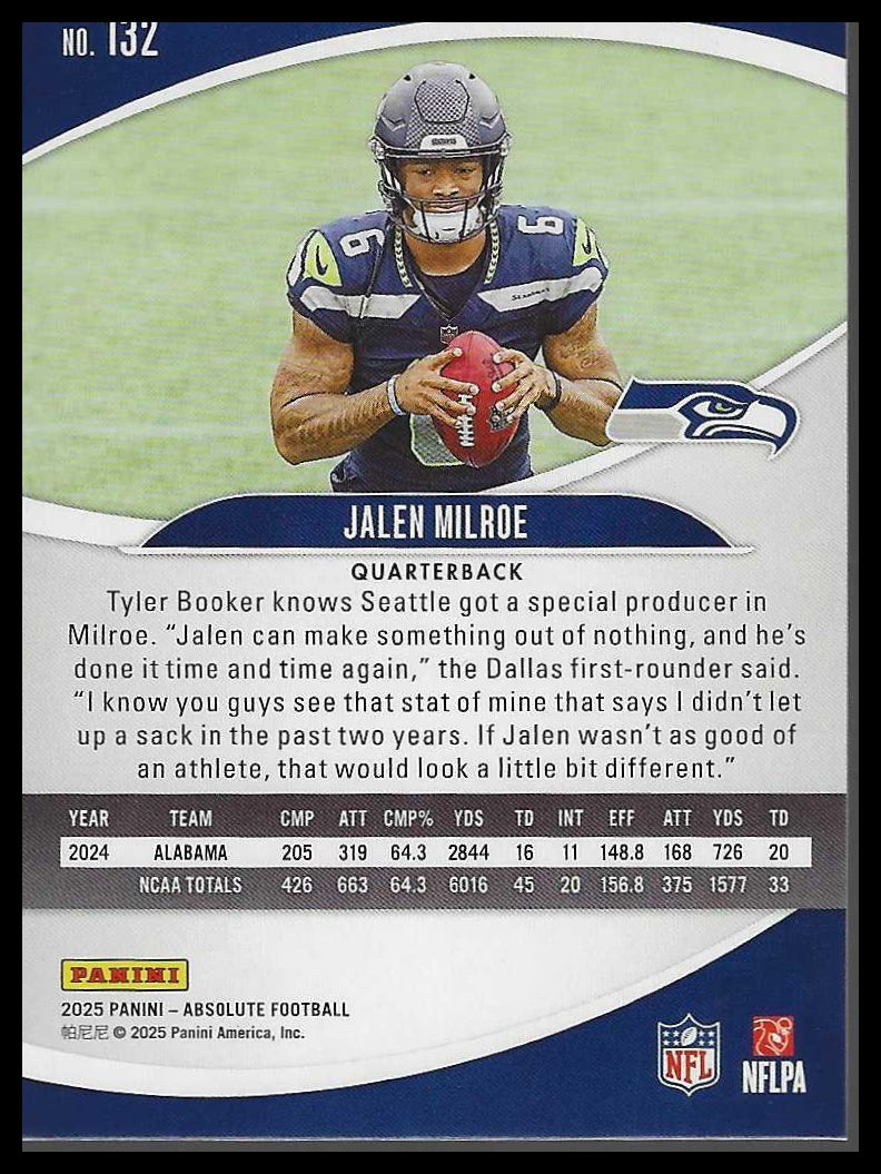 2025 Panini Absolute #132 Jalen Milroe Retail