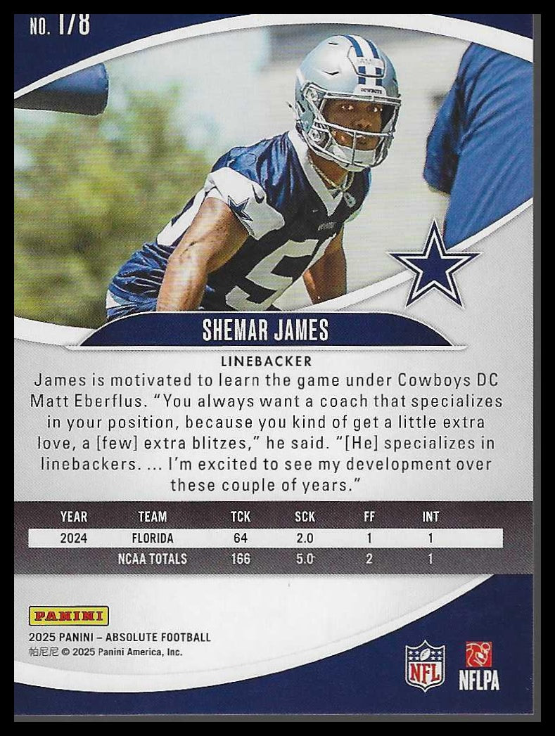 2025 Panini Absolute #178 Shemar James Blue