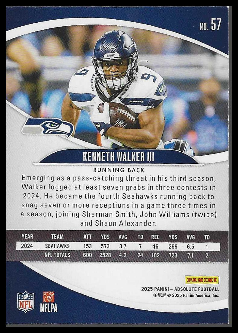 2025 Panini Absolute #57 Kenneth Walker III Pink