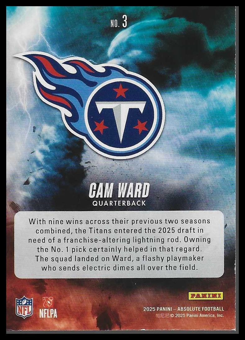 2025 Panini Absolute #3 Cam Ward By Storm