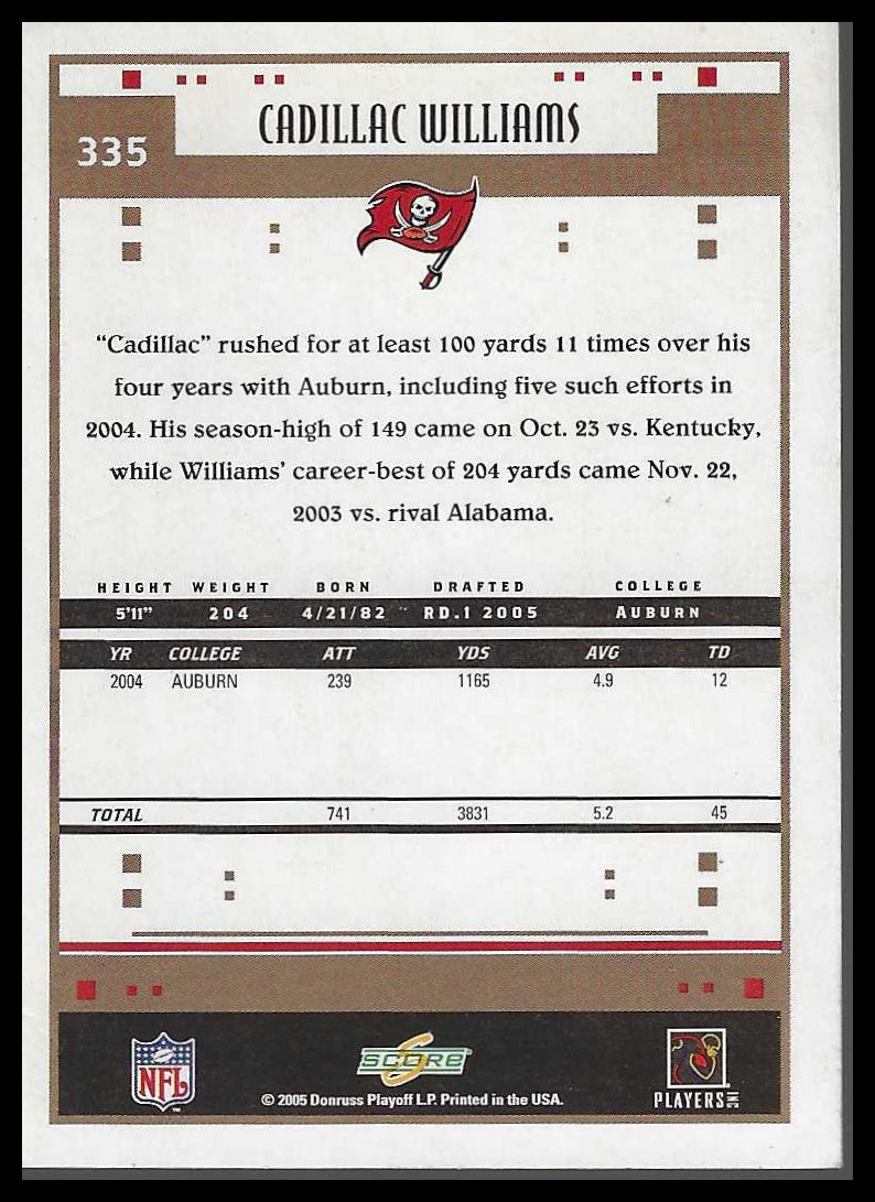 2005 Score #335 Cadillac Williams