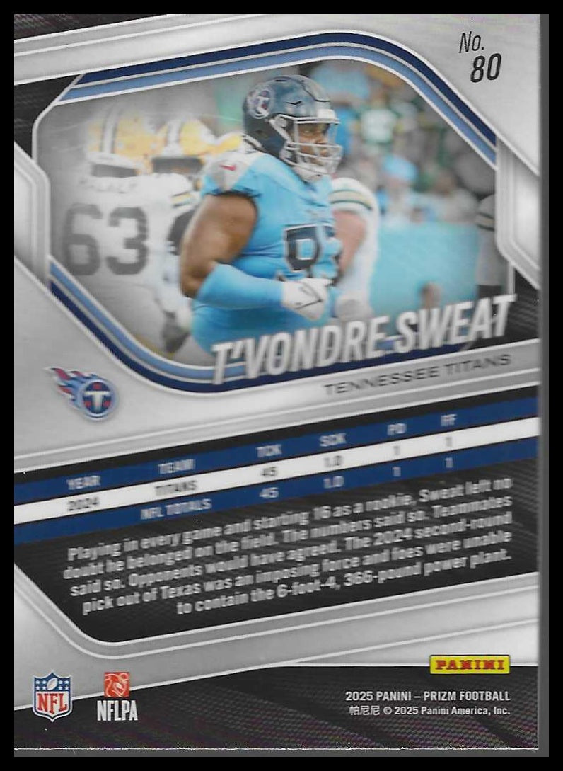 2025 Panini Prizm #80 T'Vondre Sweat