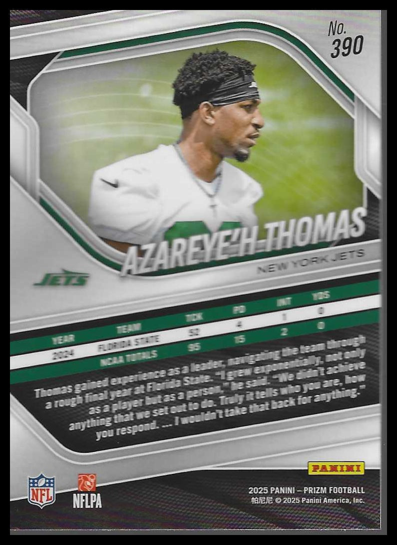 2025 Panini Prizm #390 Azareye'h Thomas