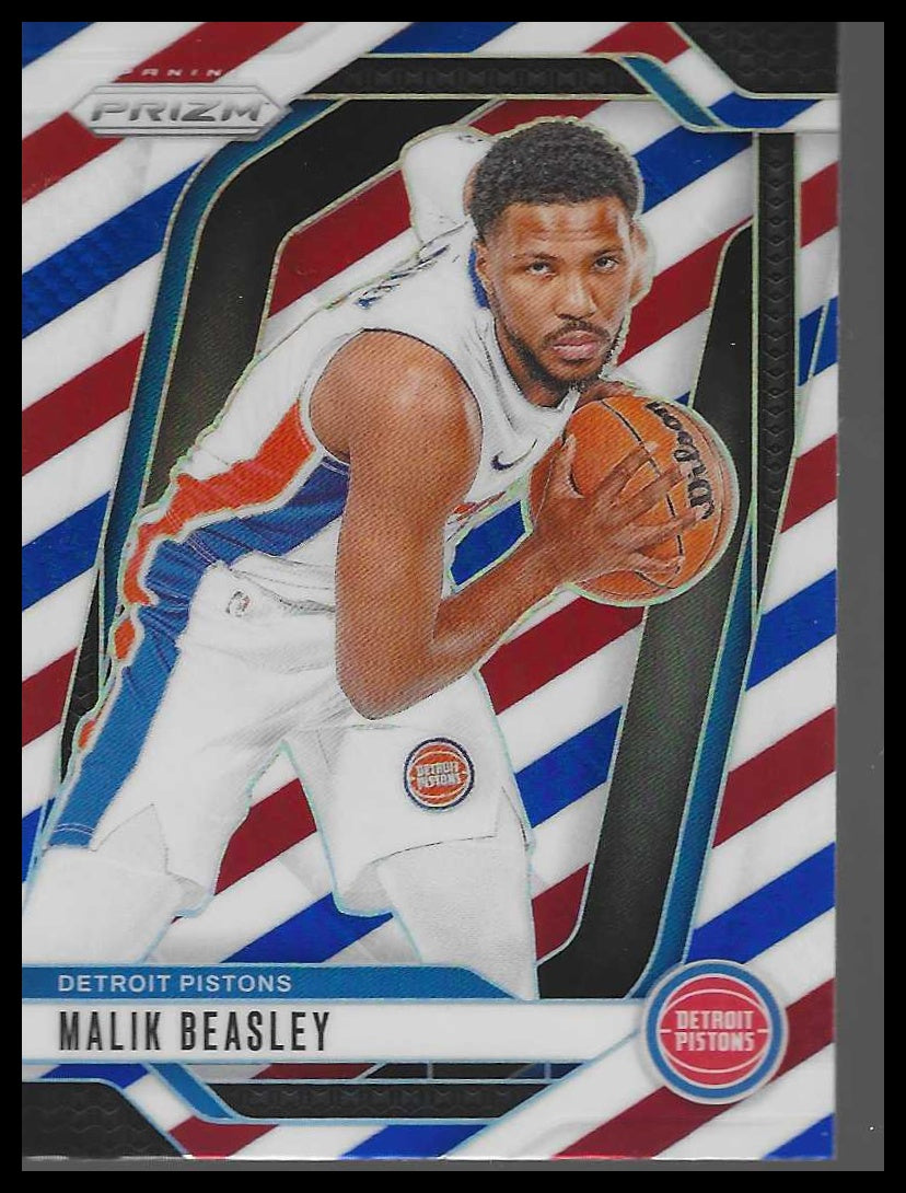 2024-25 Panini Prizm #211 Malik Beasley Prizms Red White and Blue