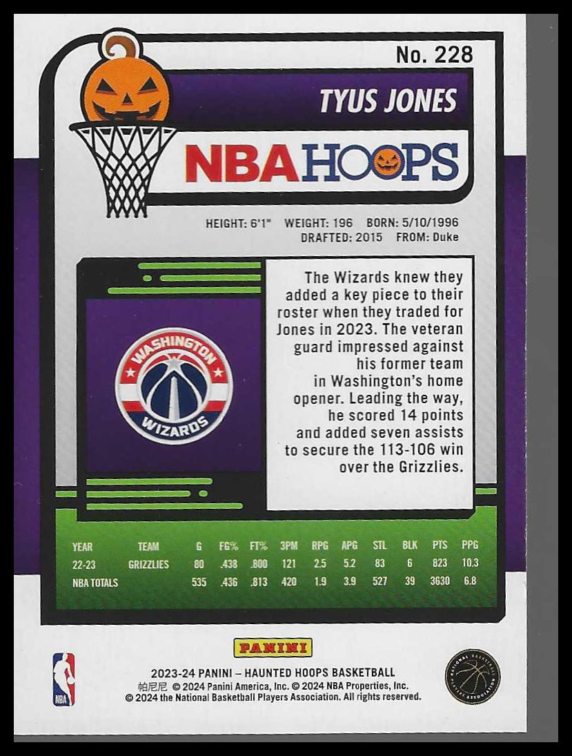 2023-24 Hoops Haunted Hoops #228 Tyus Jones Slime