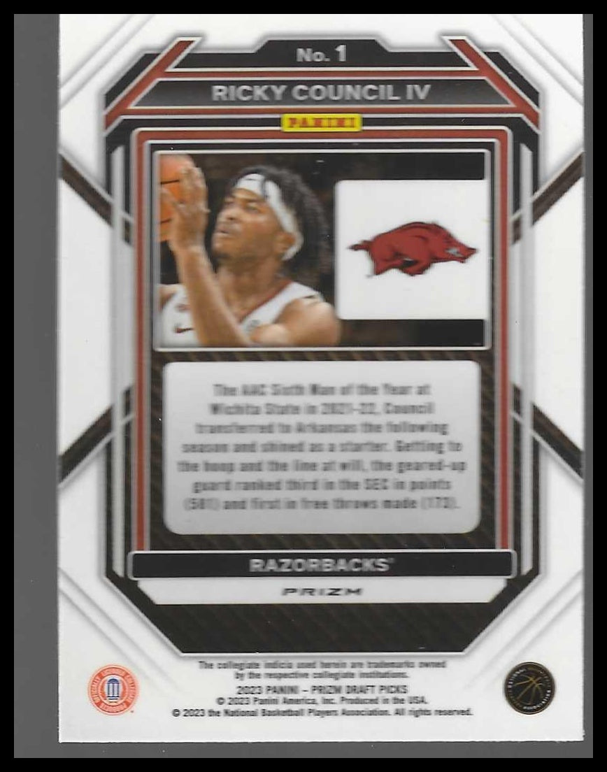 2023 Panini Prizm Draft Picks #1 Ricky Council IV Silver