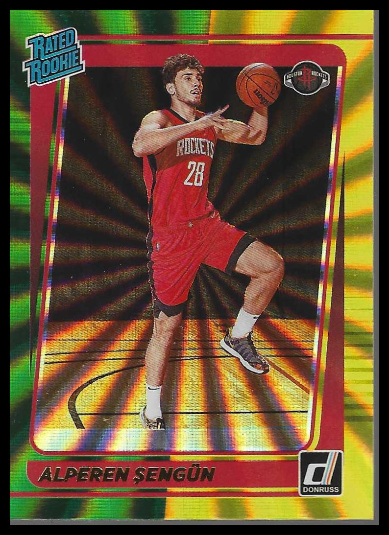 2021-22 Donruss #219 Alperen Sengun Holo Green and Yellow Laser