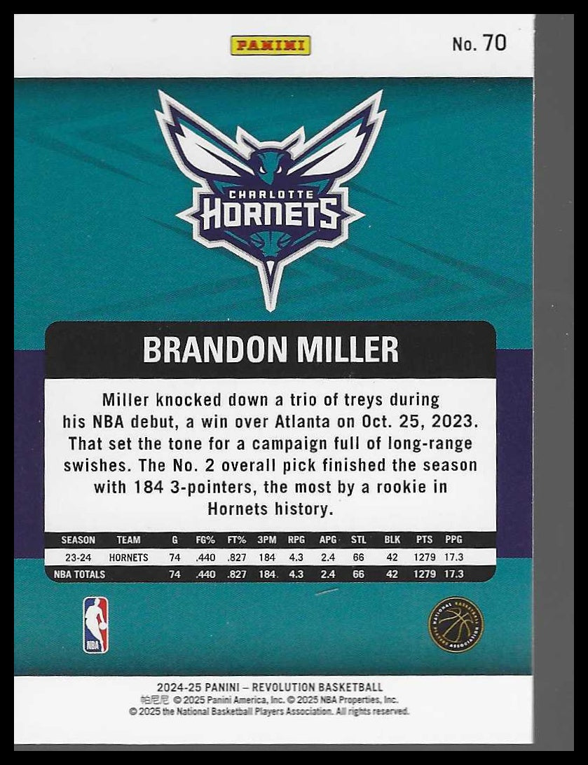 2024-25 Panini Revolution #70 Brandon Miller