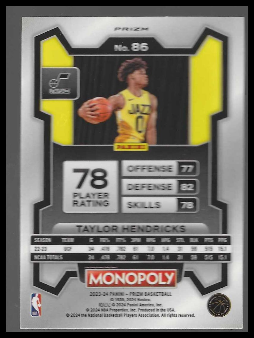 2023-24 Panini Prizm Monopoly #86 Taylor Hendricks Monopoly Man Red Pattern