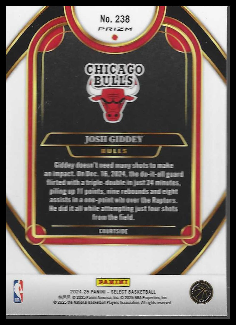 2024-25 Panini Select #238 Josh Giddey Courtside Orange Flash Prizm