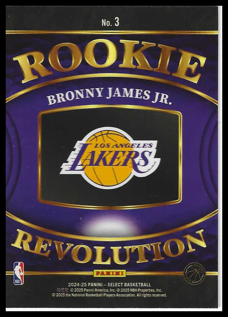 2024-25 Panini Select #3 Bronny James Jr. Rookie Revolution