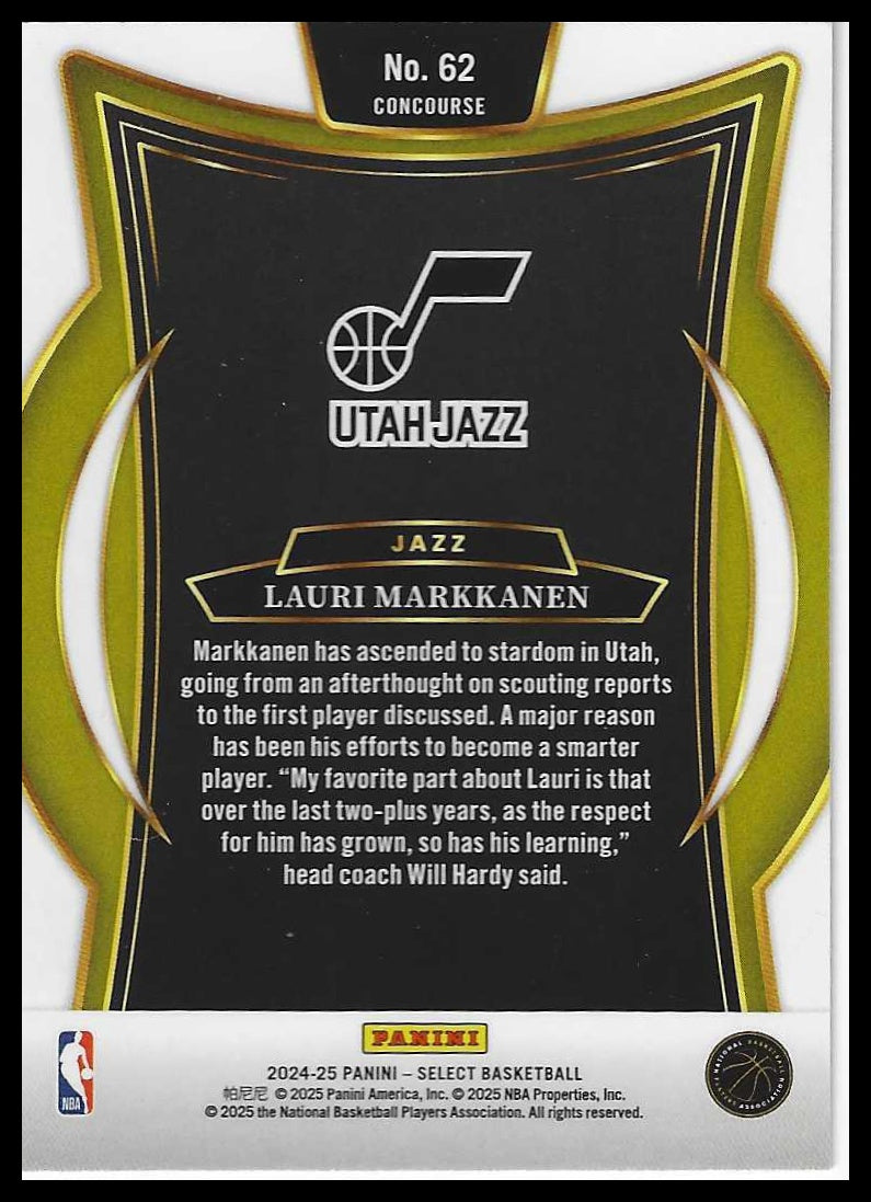 2024-25 Panini Select #62 Lauri Markkanen Blue (Retail)