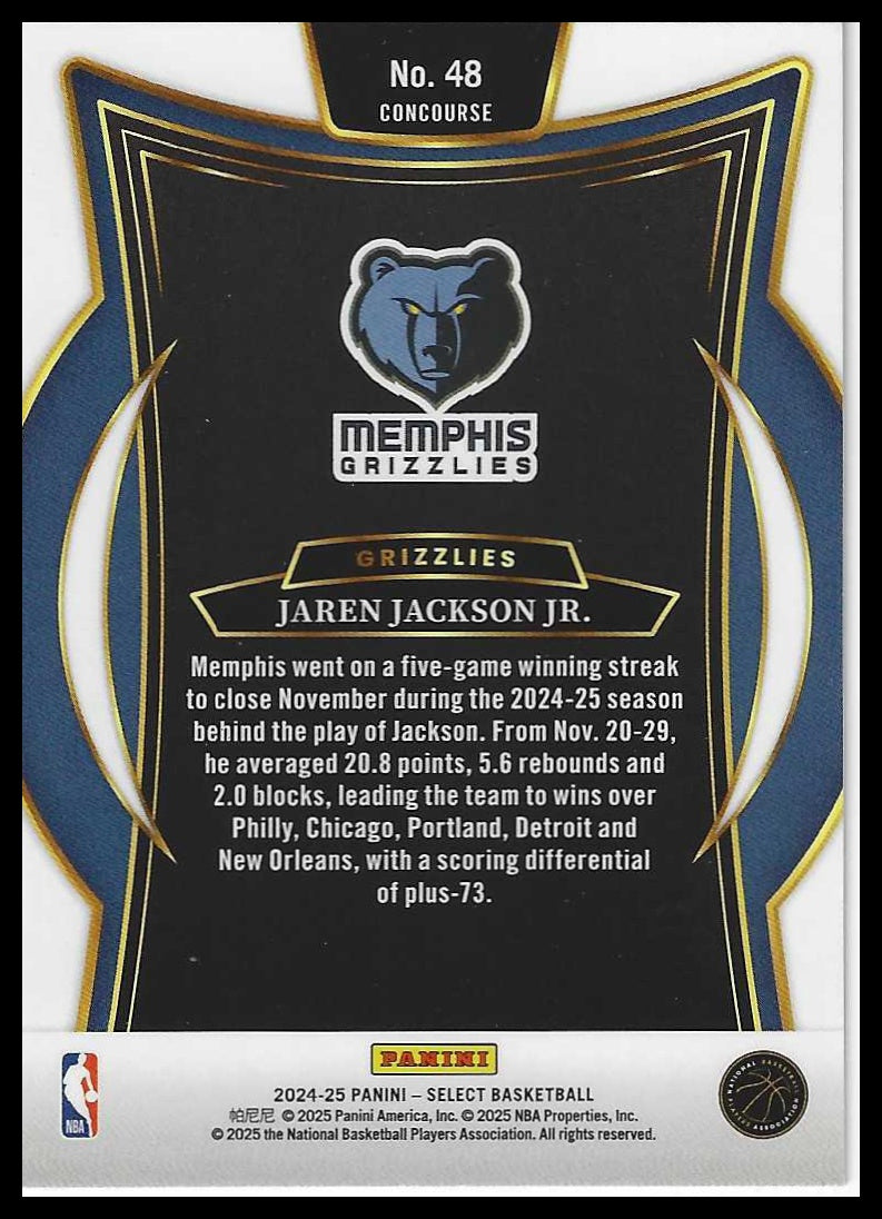 2024-25 Panini Select #48 Jaren Jackson Jr. Blue (Retail)