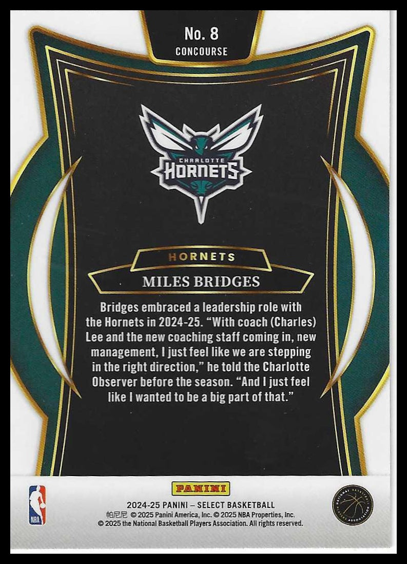2024-25 Panini Select #8 Miles Bridges Blue (Retail)