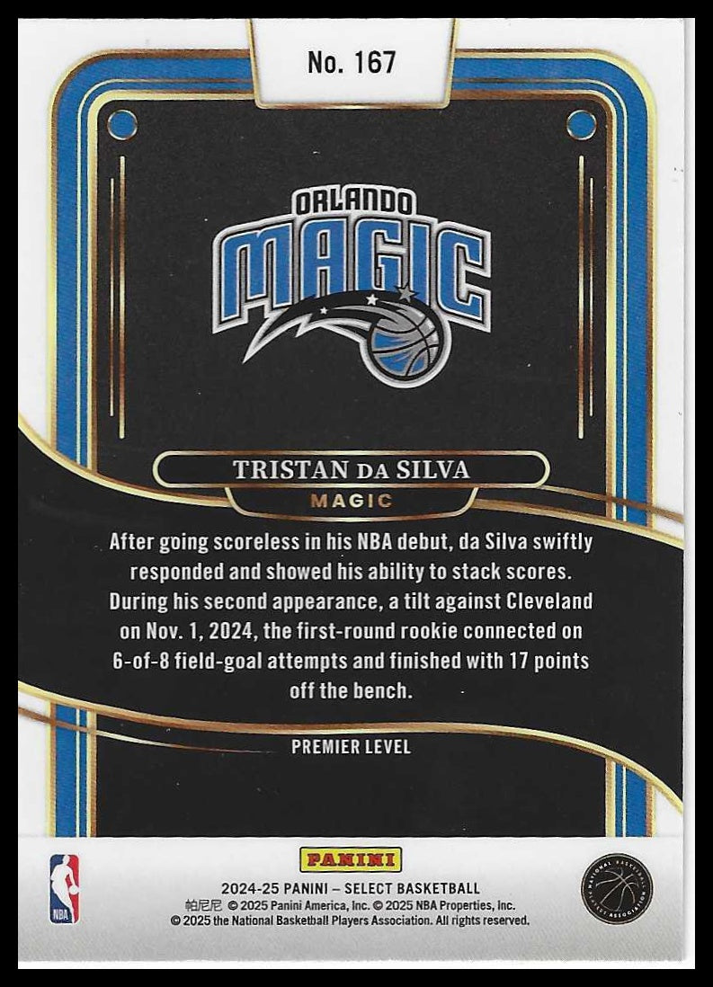 2024-25 Panini Select #167 Tristan da Silva Blue (Retail) RC