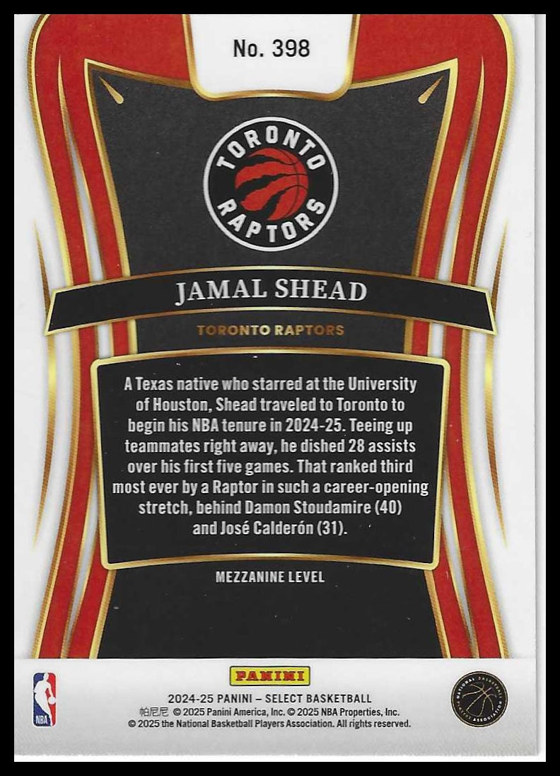 2024-25 Panini Select #398 Jamal Shead Mezzanine Level