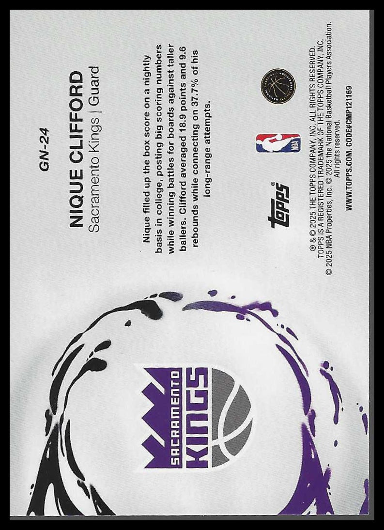 2025-26 Topps #GN-24 Nique Clifford Generation Now