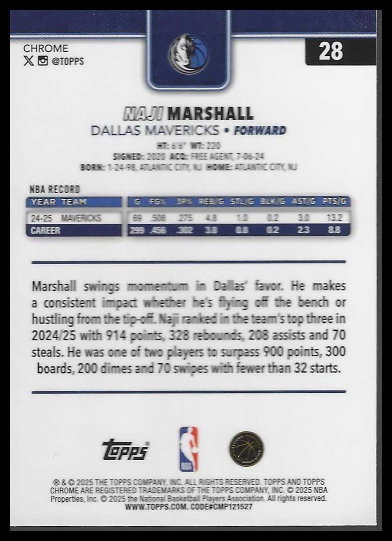 2025-26 Topps Chrome #28 Naji Marshall