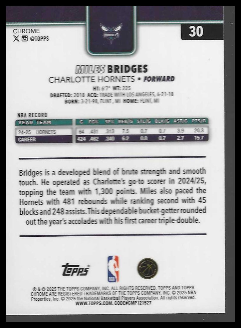 2025-26 Topps Chrome #30 Miles Bridges