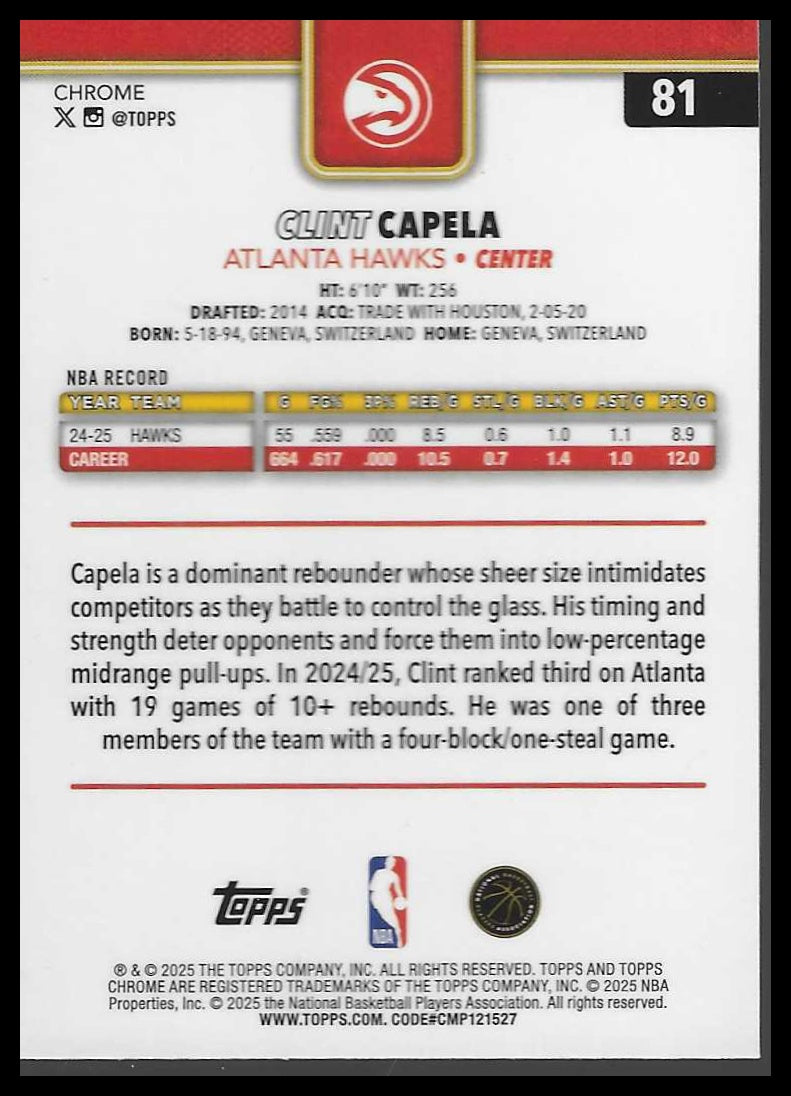 2025-26 Topps Chrome #81 Clint Capela