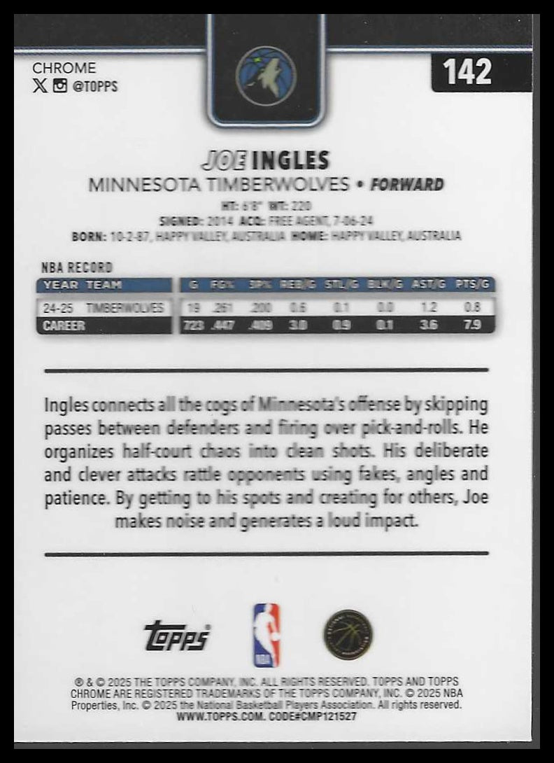 2025-26 Topps Chrome #142 Joe Ingles