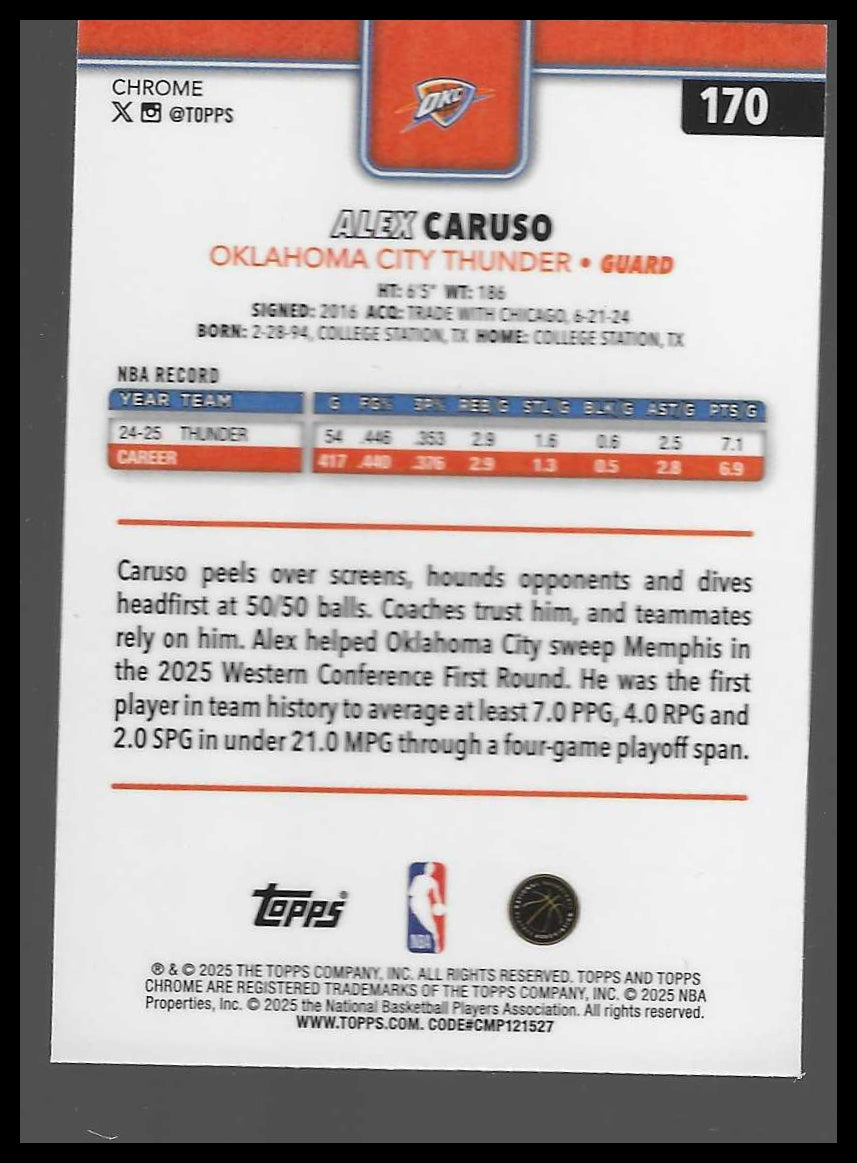 2025-26 Topps Chrome #170 Alex Caruso