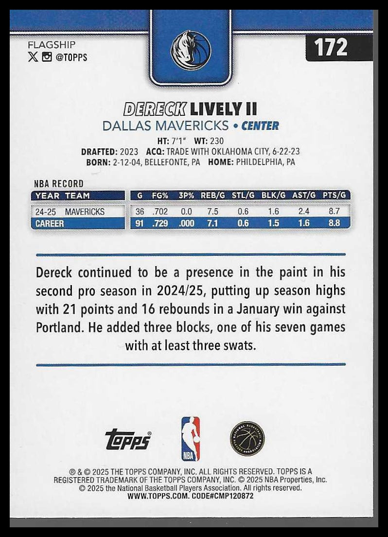 2025-26 Topps #172 Dereck Lively II Season Tip Off